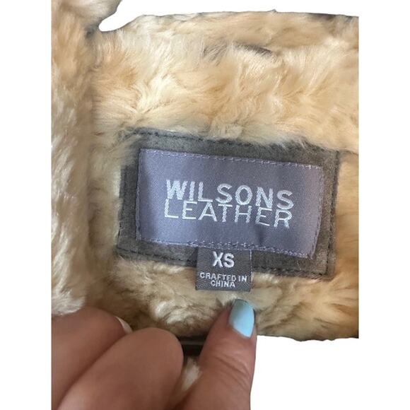 Wilsons Leather Brown Suede Leather Fur Trim Full Zip Jacket Women Sz XS - Picture 4 of 13